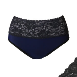 スーパーセール/ブルームリュクススタイル/日本製の補正下着/メイドインジャパン/japanmade/矯正下着/BLOOMLuXE.STYLE/BLOOM/DeoLuxe/ブラジャー・ショーツの2点セット/デオリュクスショーツのトップ画像/ネイビーブラック